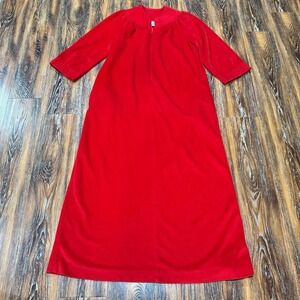 Vintage Women's Size M Night Gown Housecoat Robe Dress 3304 Zip Red 90s 80s Mumu